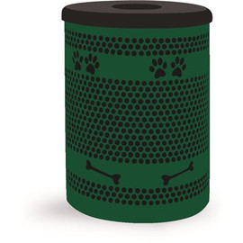 Green Paw and Bone Trash Receptacle with Flat Top