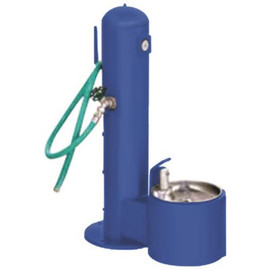 Blue Doggy Drinking Fountain with Hose Bibb and Hose