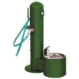 Green Doggy Drinking Fountain with Hose Bibb and Hose
