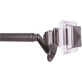 Complete Blackout 66 in. - 120 in. Adjustable Single Wrap Curtain Rod 3/4 in. Diameter in Gunmetal with Square Finials