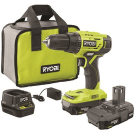 RYOBI ONE+ 18V Lithium-Ion Cordless 1/2 in. Drill/Driver Kit with (2) 1.5 Ah Batteries, Charger, and Bag