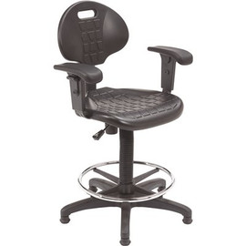 National Public Seating 48 in. Black Kangaroo Stool Polyurethane Seat and Backrest Stool with Arms