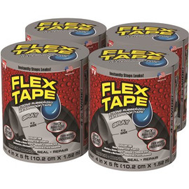 FLEX SEAL FAMILY OF PRODUCTS Flex Tape Gray 4 in. x 5 ft. Strong Rubberized Waterproof Tape (4-Piece)
