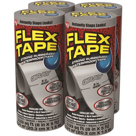 FLEX SEAL FAMILY OF PRODUCTS Flex Tape Gray 8 in. x 5 ft. Strong Rubberized Waterproof Tape (4-Piece)