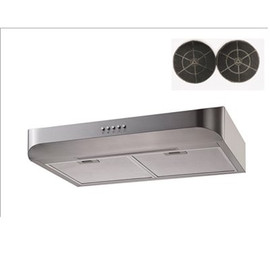 Winflo 30 in. 300 CFM Convertible Under Cabinet Range Hood in Stainless Steel with Mesh, Charcoal Filters and Push Buttons