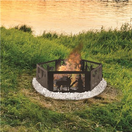 Pleasant Hearth Deer Mountain Portable Folding 36 in. x 12 in. Hexagon Steel Wood Burning Fire Pit with Carrying Case