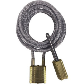 8 ft. Secure Cooler Cable Lock with 2 Heavy Duty Brass Padlocks Keyed Alike 2-1/4 in. Shackle Outdoor Weatherproof