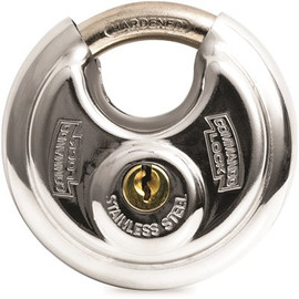 Commando Lock 2-3/4 in. W Stainless Steel Keyed Disc Keyed Padlock 3-Keys Included Shrouded Hardened Shackle 5-Pin Cylinder