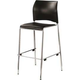 National Public Seating Cafetorium Bar Stool, Plush Vinyl Seat, Black
