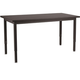 National Public Seating 24 in. x 48 in. Black Height Adjustable Heavy Duty Utility Table