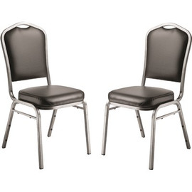 National Public Seating 9300-Series Black Deluxe Vinyl Upholstered Stack Chair (2-Pack)