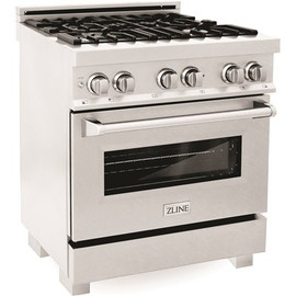 30 in. 4.0 cu. ft. Dual Fuel Range with Gas Stove and Electric Oven in DuraSnow Stainless Steel (RAS-SN-30)