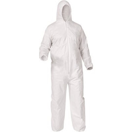 KleenGuard A35 Disposable Coveralls, Liquid and Particle Protection, Hooded, White, Medium, 25 Garments / Case