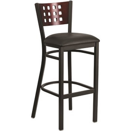 Flash Furniture HERCULES Series 32 in. Mahogany Wood Back/Black Vinyl Seat/Black Metal Frame Bar Stool Flash Furniture HERCULES Series 32 in. Mahogany Wood Back/Black Vinyl Seat/Black Metal Frame Bar Stool