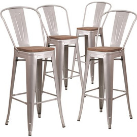 Carnegy Avenue 30.25 in. Silver Bar Stool (4-Pack) Carnegy Avenue 30.25 in. Silver Bar Stool (4-Pack)