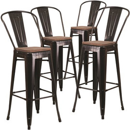 Carnegy Avenue 30.25 in. Black-Antique Gold Bar Stool (4-Pack)