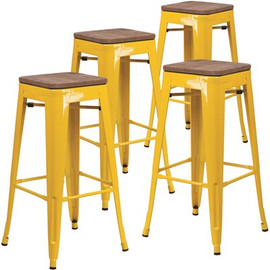 Carnegy Avenue 30 in. Yellow Bar Stool (4-Pack) Carnegy Avenue 30 in. Yellow Bar Stool (4-Pack)