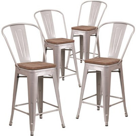 Carnegy Avenue 24.25 in. Silver Bar Stool (4-Pack)
