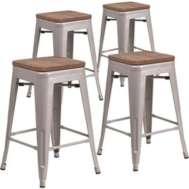 Carnegy Avenue 24 in. Silver Bar Stool (4-Pack) Carnegy Avenue 24 in. Silver Bar Stool (4-Pack)