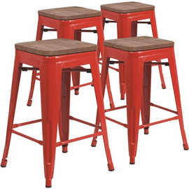 Carnegy Avenue 24 in. Red Bar Stool (4-Pack)