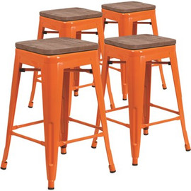 Carnegy Avenue 24 in. Orange Bar Stool - 4 pack