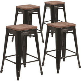 Carnegy Avenue 24 in. Black Bar Stool - 4 pack