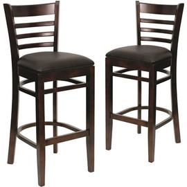 Carnegy Avenue 31 in. Black Vinyl Seat/Walnut Wood Frame Bar Stool - 2 pack Carnegy Avenue 31 in. Black Vinyl Seat/Walnut Wood Frame Bar Stool - 2 pack
