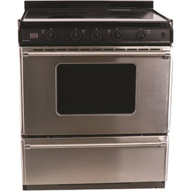 Premier 30 in. 3.91 cu. ft. Smooth Top Electric Range in. Stainless Steel 4-Burner Power Cord Sold Separately