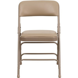 Carnegy Avenue Beige Vinyl/Beige Frame Metal Folding Chair (2-Pack)