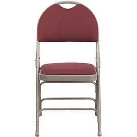 Flash Furniture Burgundy Fabric/Gray Frame Metal Folding Chair (4-Pack)