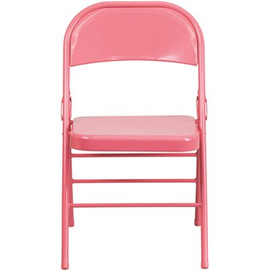Flash Furniture Bubblegum Pink Metal Folding Chair (4-Pack)