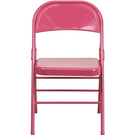 Flash Furniture Shockingly Fuchsia Metal Folding Chair (4-Pack)