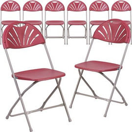 Carnegy Avenue Burgundy Metal Folding Chair (Set of 8)