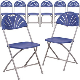 Carnegy Avenue Blue Metal Folding Chair (Set of 8)