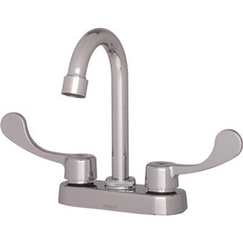 Gerber Commercial 2-Handle Bar Faucet with Gooseneck Spout and Wrist Blade Handles in Chrome