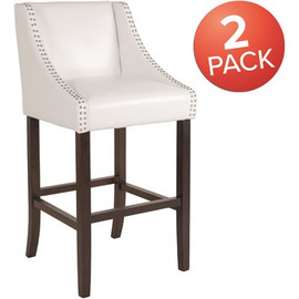 Carnegy Avenue 42 in. White Leather Bar Stool (Set of 2)