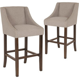 Carnegy Avenue 42 in. Light Gray Fabric Bar Stool (Set of 2)