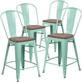 Carnegy Avenue 40.25 in. Mint Green Bar Stool (Set of 4)