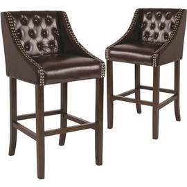 Carnegy Avenue 42 in. Brown Leather Bar Stool (Set of 2)