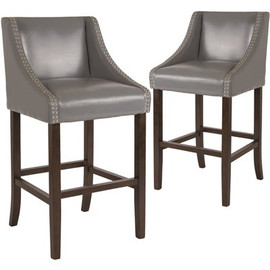 Carnegy Avenue 42 in. Light Gray Leather Bar Stool (Set of 2)