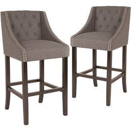 Carnegy Avenue 42 in. Dark Gray Fabric Bar Stool (Set of 2)