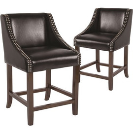 Carnegy Avenue 24 in Black Leather Bar Stool (Set of 2)