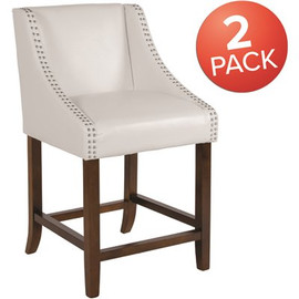 Carnegy Avenue 24 in White Leather Bar Stool (Set of 2)