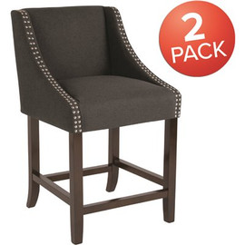 Carnegy Avenue 24 in Charcoal Fabric Bar Stool (Set of 2)