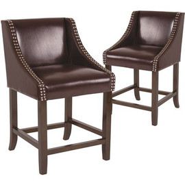 Carnegy Avenue 24 in Brown Leather Bar Stool (Set of 2) Carnegy Avenue 24 in Brown Leather Bar Stool (Set of 2)