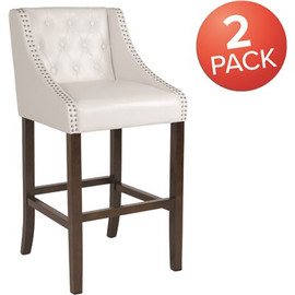 Carnegy Avenue 30 in White Leather Bar Stool (Set of 2)