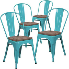 Carnegy Avenue Crystal Teal-Blue Restaurant Chairs (Set of 4)