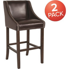 Carnegy Avenue 30 in. Brown Leather Bar stool (Set of 2)