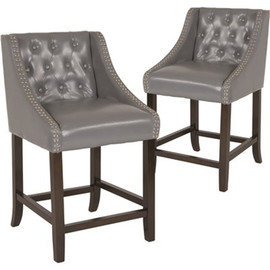 Carnegy Avenue 24 in. Light Gray Leather Bar stool (Set of 2) Carnegy Avenue 24 in. Light Gray Leather Bar stool (Set of 2)