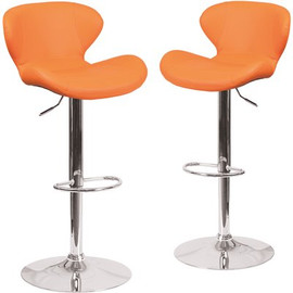 Carnegy Avenue 33 in. Orange Vinyl Bar stool (Set of 2) Carnegy Avenue 33 in. Orange Vinyl Bar stool (Set of 2)